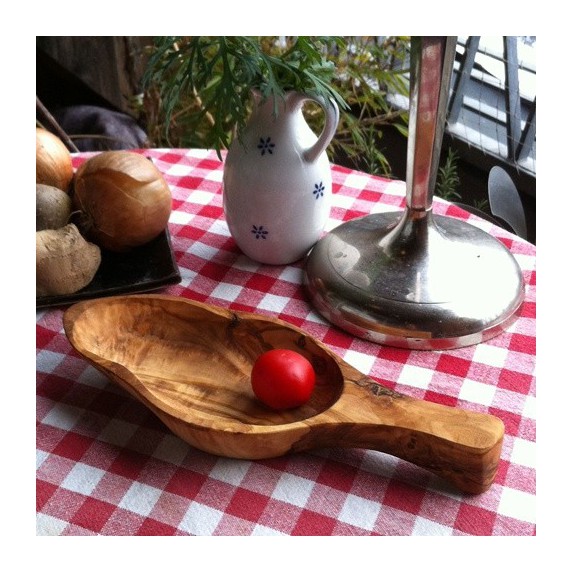 Schale in Blattform, Olivenholz