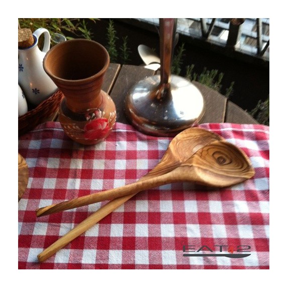 2 er Set Kochlöffel mit Ecke aus Olivenholz