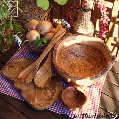 Mörser und Stößel aus Olivenholz, Holz