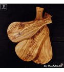 Planche à découper, en bois d’olivier, forme naturelle, avec manche